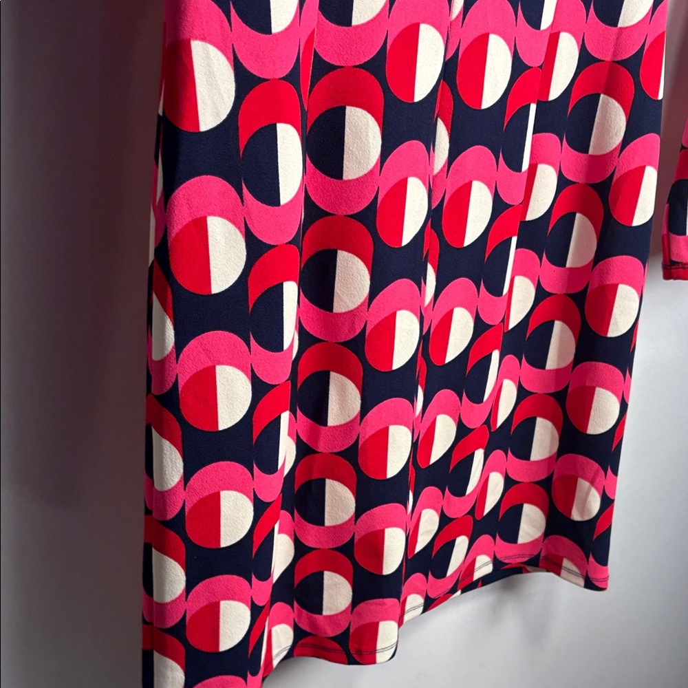 London Times Vibrant Pink and Navy Long Sleeve Dress - Picture 8 of 12